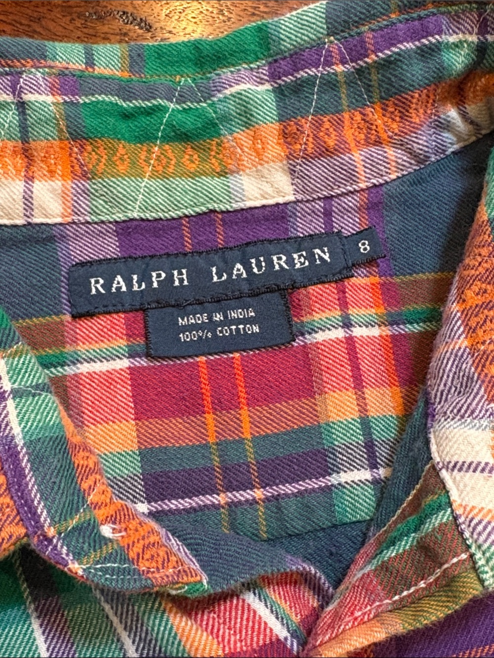 Vintage Ralph Lauren Blue Label Y2K Plaid Button Down Top Made in India size 8 - Picture 10 of 13